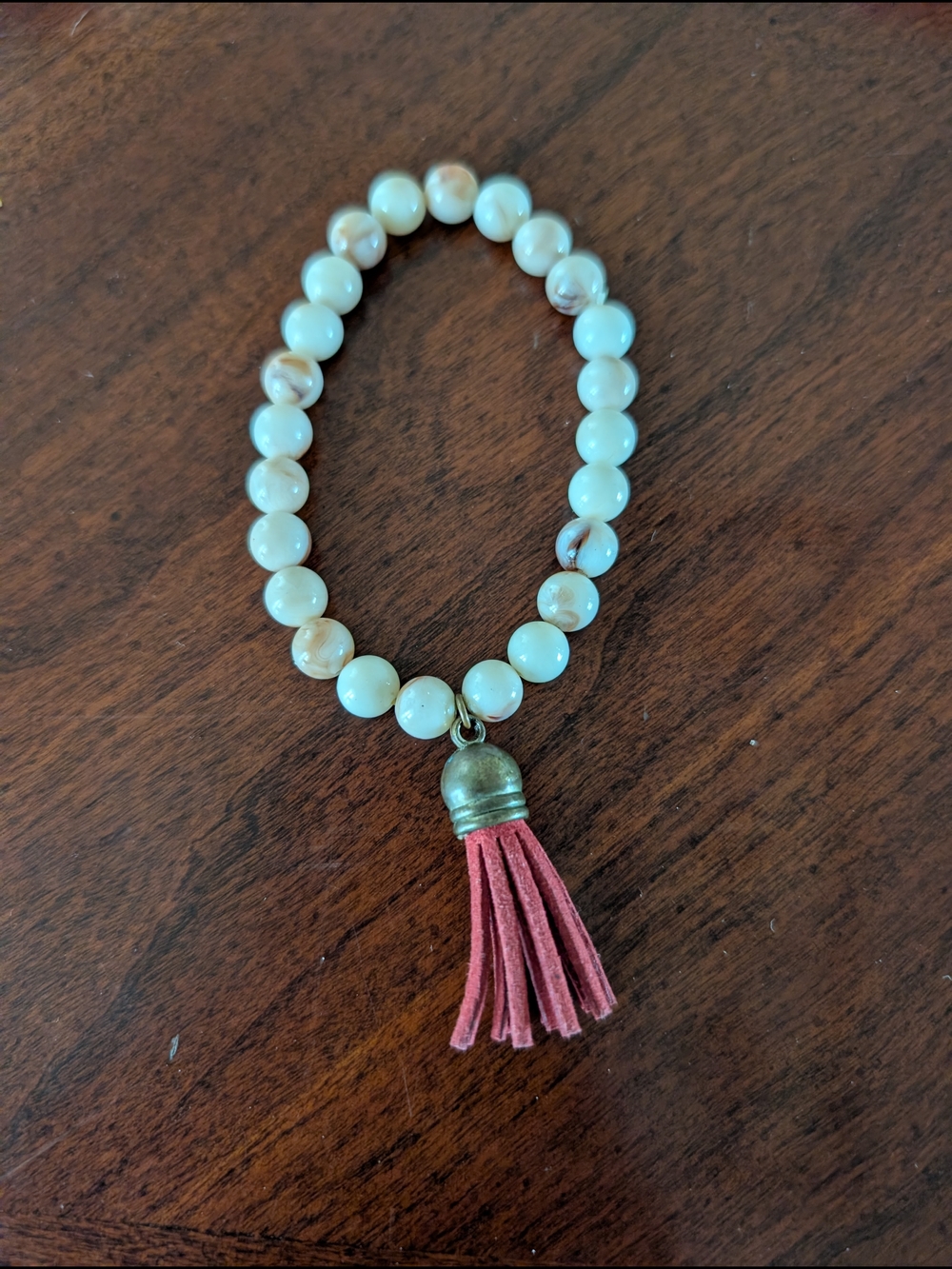 Beaded Crimson Tassel Bracelet
